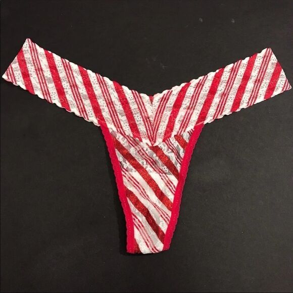 Victorias Secret Christmas Everyday one size fits all thong Glitter striped M L - Picture 2 of 3